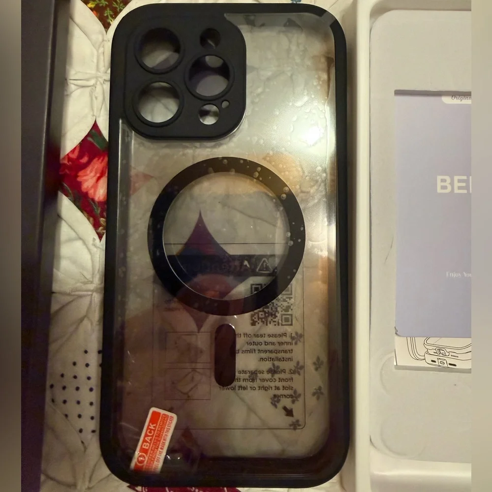 Clear Black Magnetic Phone Case with Camera Protector